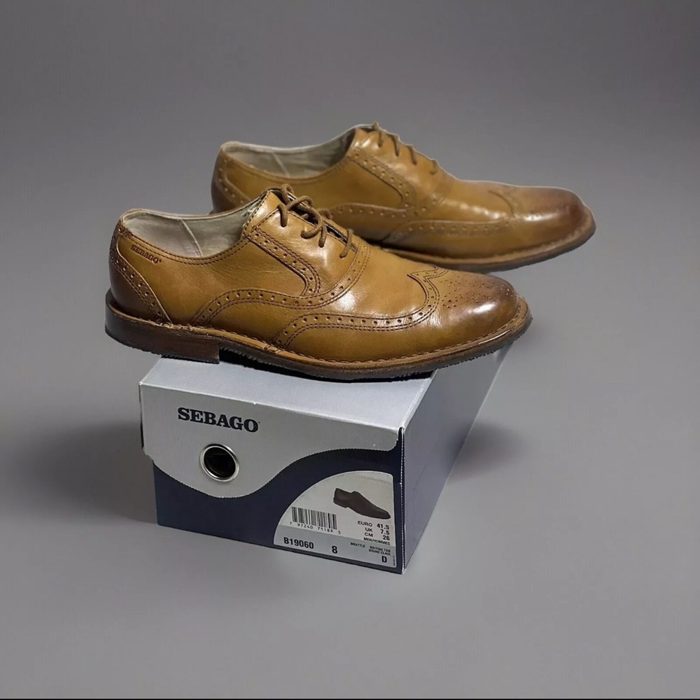 Sebago Brattle Men’s Dress Shoe, British Brown-size 8